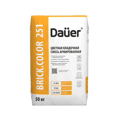 Цветная кладочная смесь армированная Dauer BRICK.COLOR 251 кирпичная 50 кг